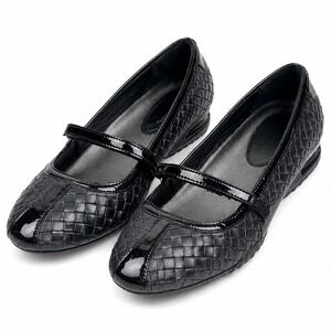 Cole Haan G Series Black Woven Leather Mary Jane Ballet Flats Women's Size 7